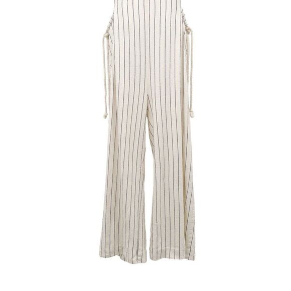 DANNIJO Wide Leg Embroidered Yin Yang Zodiac Cropped Cotton Overalls Jumpsuit - Picture 9 of 14